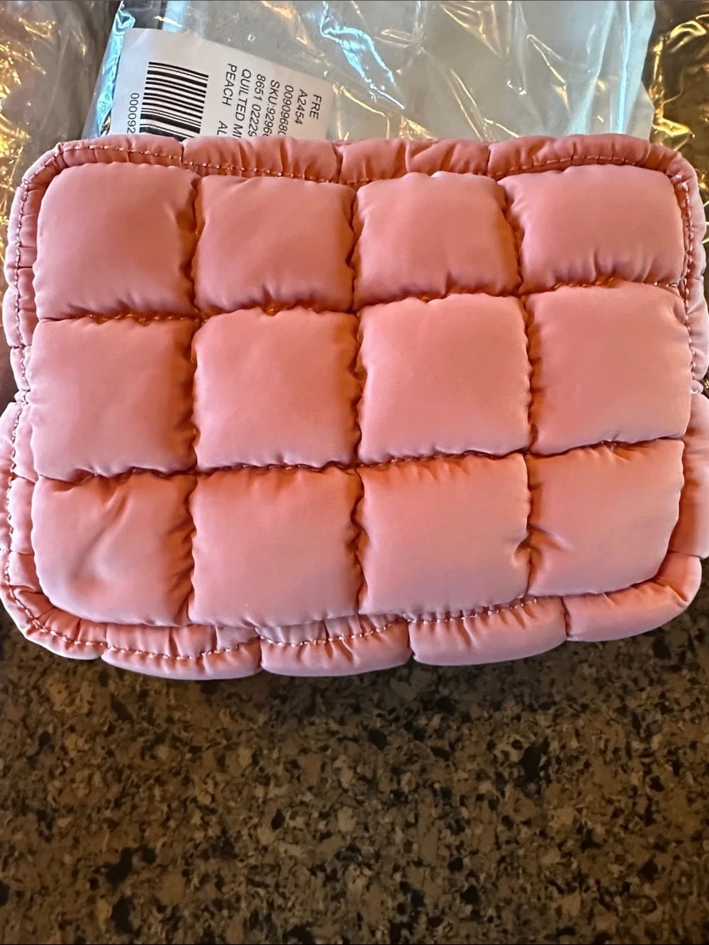 Free People Quilted Mini Case in Light Pink Ballet Slipper NWT